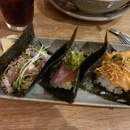 Sashimi hand roll trio