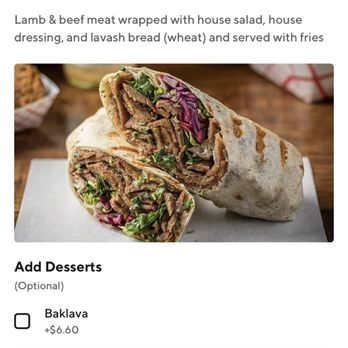 Istanbul Restaurant - What we ordered and what we got. Gyro wrap literally had two think pieces of meat. - Mediterranean Near Me - Cary, North Carolina