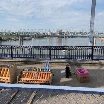 WEBN Fireworks - Fireworks for Riverfest being prepared on Purple Bridge in Newport. - Festivals Near Me - Cincinnati, Ohio