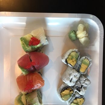 Sakura 12 - Rainbow roll (left); mango avocado (right) - Japanese Near Me - Lexington, Kentucky Sakura 12 - Rainbow roll (left); mango avocado (right) - Japanese Near Me - Lexington, Kentucky