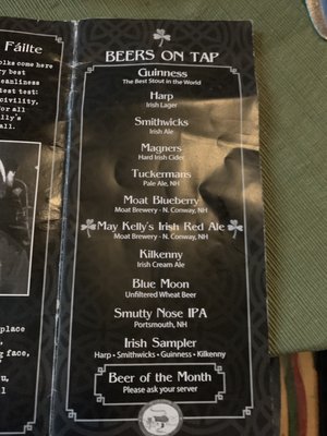 Menu photo 8 May Kelly's North Conway, NH