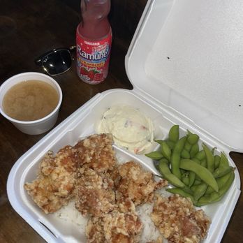 Tenkatori - Bento Box + 2 extra pieces of karaage, edamame, potato salad - Gluten-Free Near Me - Costa Mesa, California