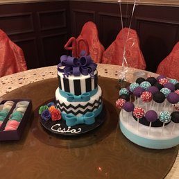 a birthday cake and candy pops