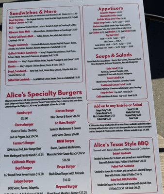 Menu photo 1 Alice's Restaurant Woodside, CA Menu photo 1 Alice's Restaurant Woodside, CA