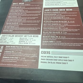 Jacks Sports Grill - menu - New American Near Me - Springdale, Utah