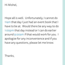 A Taste of Excellence - Can't keep appointments straight.