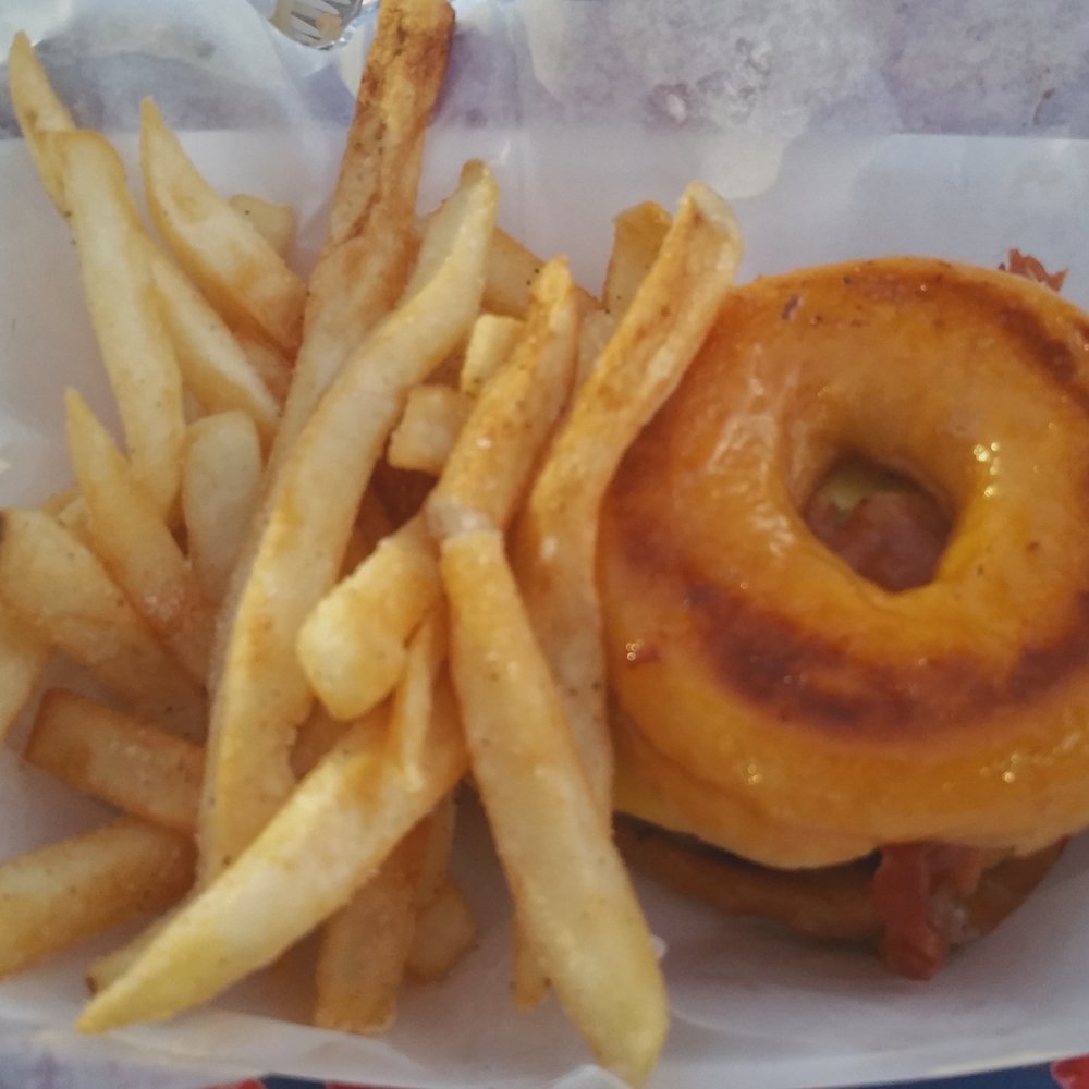 The Burger Lab - Donut Burger $9 Very sweet, totally worth. xD - Food Trucks Near Me