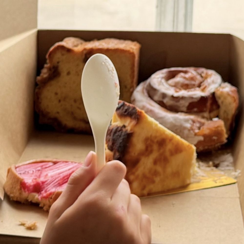Rhubarb tart, coffee cake, cinnamon bun, cheesecake Rhubarb tart, coffee cake, cinnamon bun, cheesecake