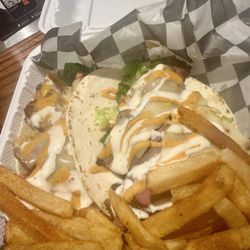 Short Rib Tacos and fries