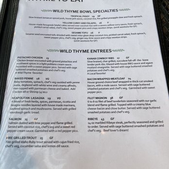 Wild Thyme Bistro - Menu - New American Near Me - Kanab, Utah Wild Thyme Bistro - Menu - New American Near Me - Kanab, Utah