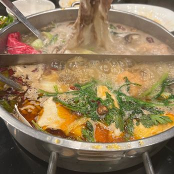 Happy Lamb Hot Pot - Original broth and spicy broth (half and half) - Chinese Near Me - Dublin, California