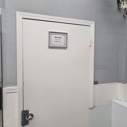 East Market Laundry - Kinda dumb putting a plastic thing so people can't use the restroom when no one is here to open it.