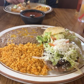 El Charrito - Asada Sope and a Adobada Mulita with rice and Beans. - Mexican Near Me - Pasco, Washington El Charrito - Asada Sope and a Adobada Mulita with rice and Beans. - Mexican Near Me - Pasco, Washington