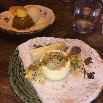 ETARU - Guava cheesecake with grilled papaya, mango biscuit, guava puree and almond cake with ice cream - Japanese Near Me - Hallandale Beach, Florida ETARU - Guava cheesecake with grilled papaya, mango biscuit, guava puree and almond cake with ice cream - Japanese Near Me - Hallandale Beach, Florida