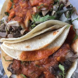 Lengua, cabeza tacos@2.49 with red salsa Lengua, cabeza tacos@2.49 with red salsa