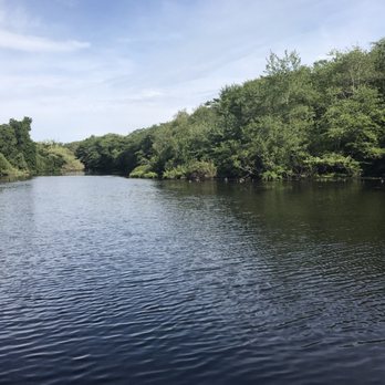 Maple Tree BBQ - View of Peconic River from the picnic table right across the street from the restaurant - Barbeque Near Me - Riverhead, New York