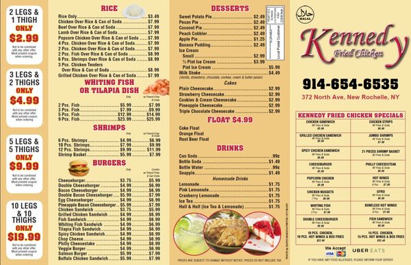 Menu photo 2 Kennedy Fried Chicken New Rochelle, NY Menu photo 2 Kennedy Fried Chicken New Rochelle, NY