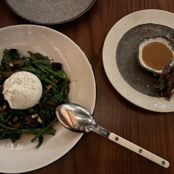 Camelia - sprouting broccoli ohitashi with burrata and firefly squid warayaki - French Near Me - Los Angeles, California Camelia - sprouting broccoli ohitashi with burrata and firefly squid warayaki - French Near Me - Los Angeles, California