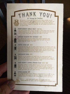 Menu photo 8 Montgomery Distillery Missoula, MT