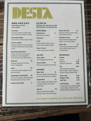Menu photo 2 Desta Ethiopian Cafe Oakland, CA Menu photo 2 Desta Ethiopian Cafe Oakland, CA