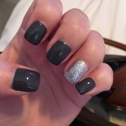 Gel mani with glitter accent nail