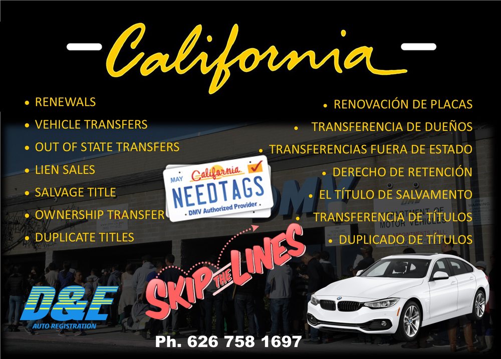 D & E AUTO REGISTRATION Updated August 2024 3817 Arden Dr, El Monte