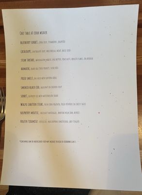Menu photo 1 Cook Weaver Seattle, WA Menu photo 1 Cook Weaver Seattle, WA