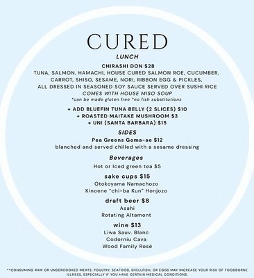 Menu photo 8 Cured Fish Bar Livermore, CA