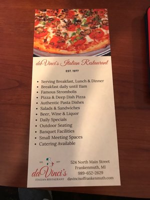 Menu photo 7 daVinci's Italian Restaurant Frankenmuth, MI Menu photo 7 daVinci's Italian Restaurant Frankenmuth, MI