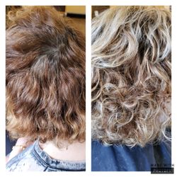 Salon Masoero - Color correction to get rid of the reddish orange hair.  I foiled in the colors of blonde.