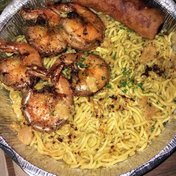 Nguyen's Kitchen - Garlic noodles with shrimp and an eggroll - Vietnamese Near Me - Orange, California Nguyen's Kitchen - Garlic noodles with shrimp and an eggroll - Vietnamese Near Me - Orange, California
