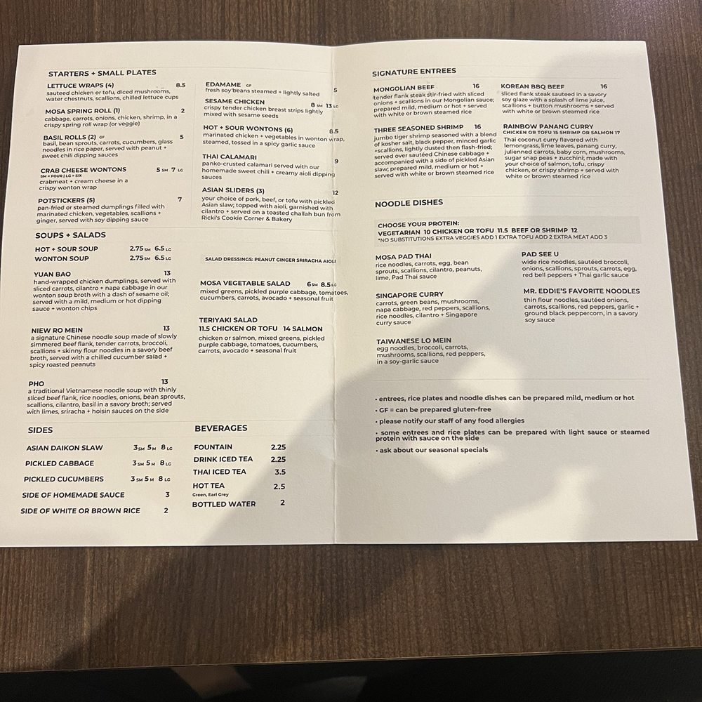 Mosa Asian Bistro - Menu - Asian Fusion Near Me - Memphis, Tennessee