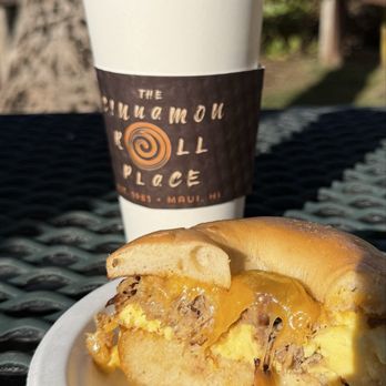 Cinnamon Roll Place - Do NOT just get the cinnamon rolls! This is the Best Sammy!!  Hawaii Head Sandwich - Bakeries Near Me - Kihei, Hawaii