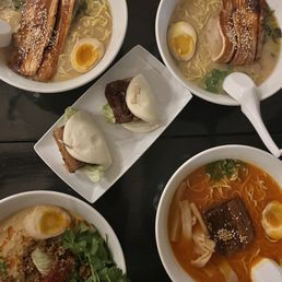 Tonkotsu Ramen, Spicy Kakuni Tonkotsu Ramen, and Spicy Dan Dan Ramen