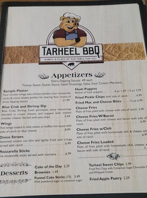 Menu photo 8 Tarheel Bar-B-Q Eure, NC Menu photo 8 Tarheel Bar-B-Q Eure, NC