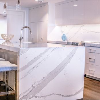Kitchen Solvers - Kitchen remodel done with new custom cabinets, new kitchen island with waterfall edge countertop - Cabinetry Near Me Kitchen Solvers - Kitchen remodel done with new custom cabinets, new kitchen island with waterfall edge countertop - Cabinetry Near Me