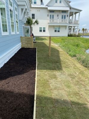 Landscaping Services - This was a brand new build in Port Aransas. We leveled out the entire property and installed weed fabric, plants, palms, irrigation and mulch. Landscaping Services - This was a brand new build in Port Aransas. We leveled out the entire property and installed weed fabric, plants, palms, irrigation and mulch.