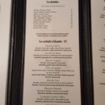 Sarah B. - Absibthe menu - Cocktail Bars Near Me - Montreal, Quebec Sarah B. - Absibthe menu - Cocktail Bars Near Me - Montreal, Quebec