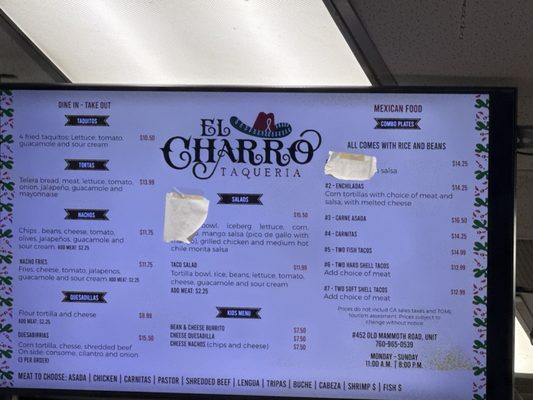 Menu photo 2 El Charro Taqueria Mammoth Lakes, CA Menu photo 2 El Charro Taqueria Mammoth Lakes, CA