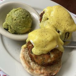 Red Cottage Restaurant - Crabcake Benedict with a scoop of avocado!