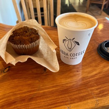 Cabra Coffee - Blueberry muffin and almond milk latte with lavender syrup! - Coffee & Tea Near Me - Cedar Crest, New Mexico