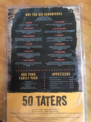 Menu photo 5 50 Taters Scottsboro, AL