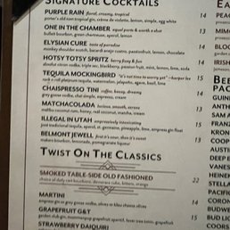 Love the choice in their signature cocktails and the names! They also offer the classics