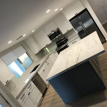 Bright Stone Marble & Granite - kitchen countertops with white natural quartzite and 3 "flat edge a very elegant material - General Contractors Near Me - Mesa, Arizona