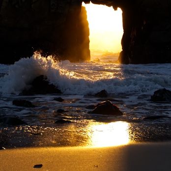 Pfeiffer Beach - Keyhole Arch - Beaches Near Me - Big Sur, California Pfeiffer Beach - Keyhole Arch - Beaches Near Me - Big Sur, California