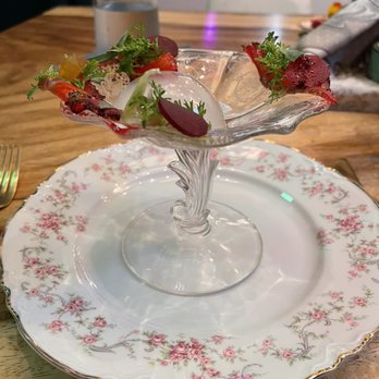 Merchant Roots - Gravlax, beet, tea gelee, fennel, smoke bubble that you get to pop! - New American Near Me - San Francisco, California Merchant Roots - Gravlax, beet, tea gelee, fennel, smoke bubble that you get to pop! - New American Near Me - San Francisco, California