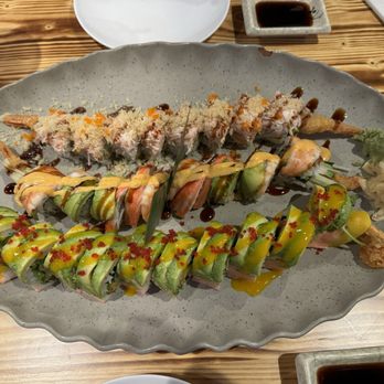 Wako Japanese Cuisine - Forefront is the Lobster King roll, middle is Titanic roll and last is Amazing roll; all cooked & delicious!! - Sushi Bars Near Me - Murfreesboro, Tennessee
