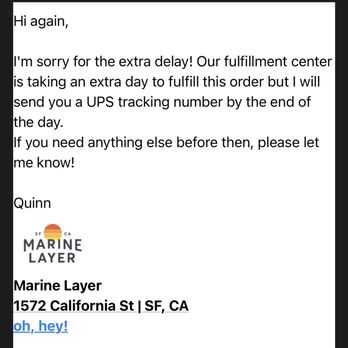 Marine Layer - Promised expedited shipping but can't ship the item because they can't locate it. - Women's Clothing Near Me - Washington, DC, District of Columbia