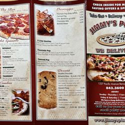 Jimmy's Pizza - Menu page 1 6/2/24