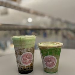 Neighborhood Bubble Tea and Coffee - Biku Pandan milk tea and pandan latte